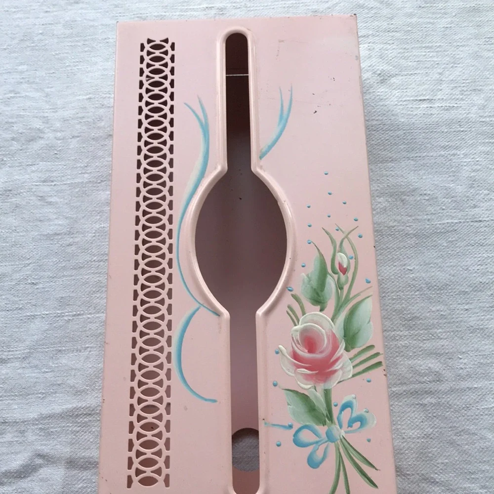 Antique Pink Floral Tissue Box Cover